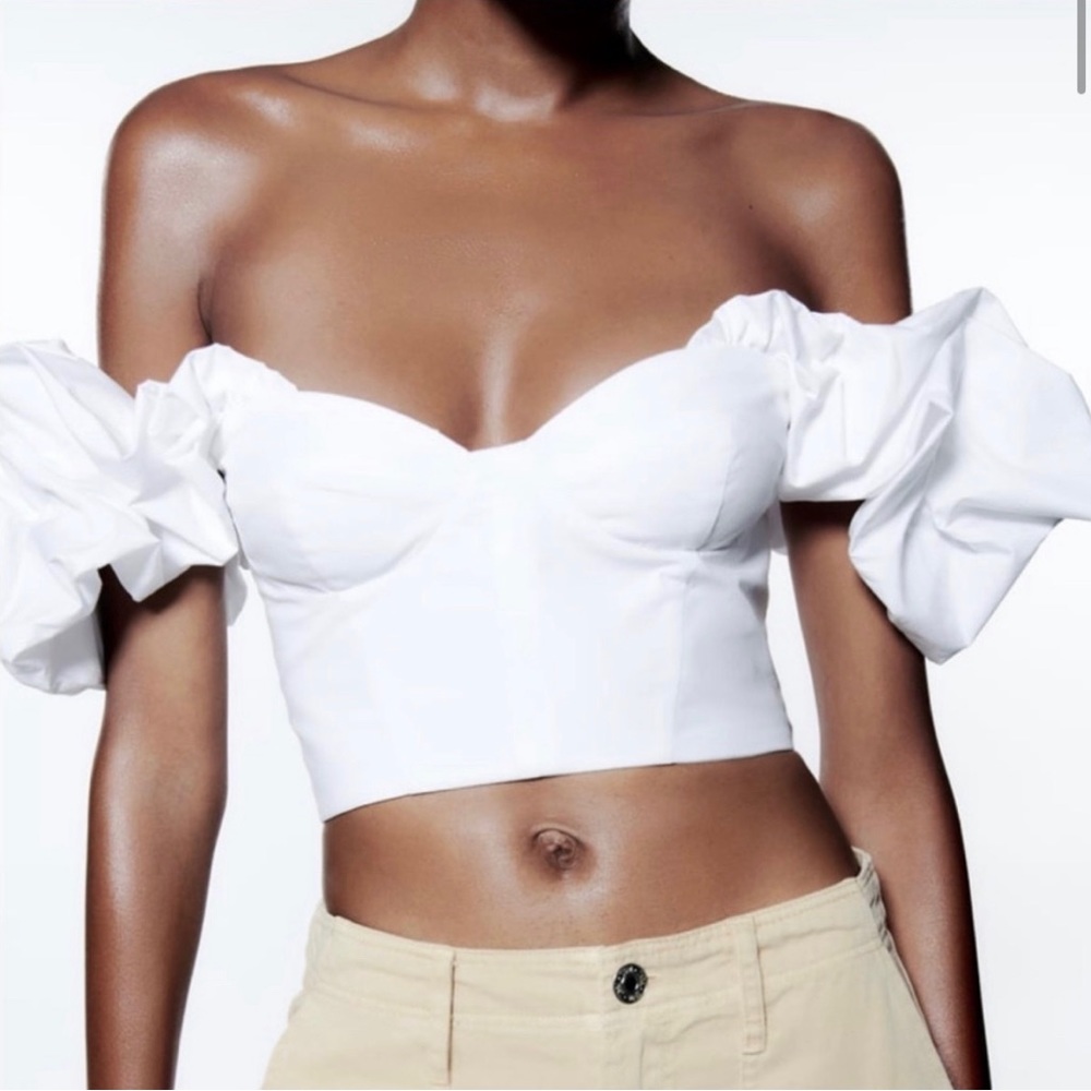 Zara white crop top